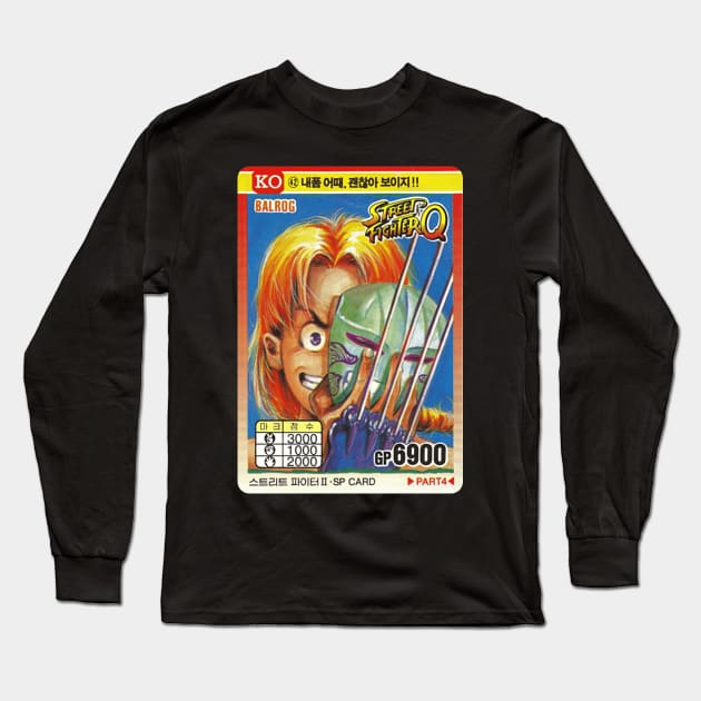 Vega (Balrog) Korean Trading Card - Street Fighter Long Sleeve T-Shirt by retroworldkorea